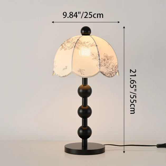 Traditional Chinese Spherical Cylindrical Wooden Fabric 1- Light Table Lamp For Bedroom