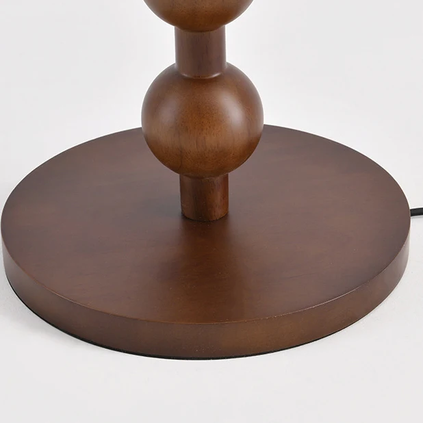 Traditional Chinese Spherical Cylindrical Wooden Fabric 1- Light Table Lamp For Bedroom