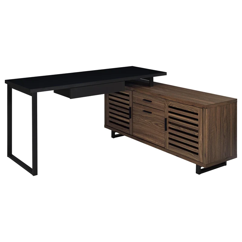 Coaster Furniture Maddox 801861 60-inch L-Shape Office Computer Desk - Black and Walnut