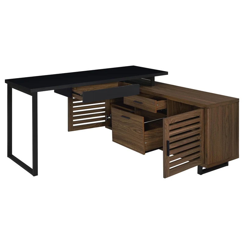 Coaster Furniture Maddox 801861 60-inch L-Shape Office Computer Desk - Black and Walnut