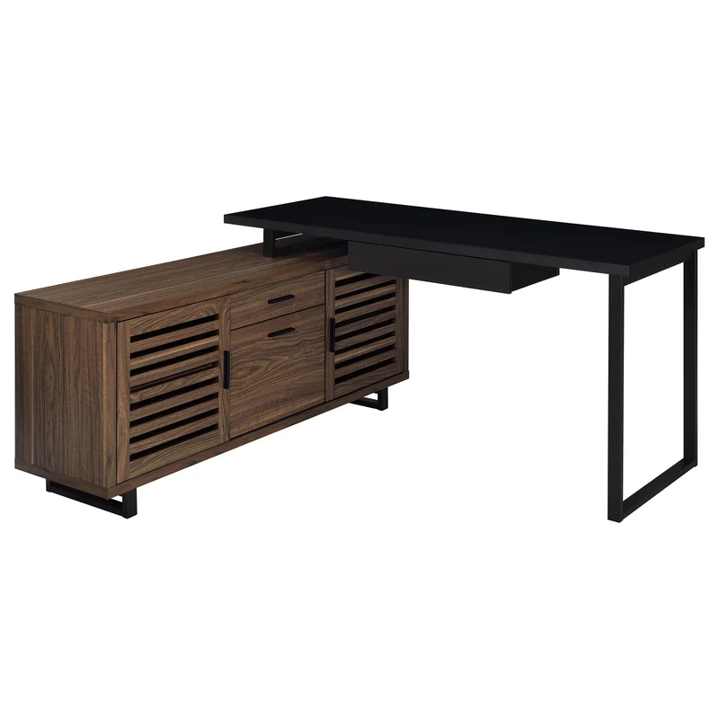 Coaster Furniture Maddox 801861 60-inch L-Shape Office Computer Desk - Black and Walnut