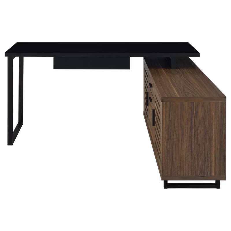 Coaster Furniture Maddox 801861 60-inch L-Shape Office Computer Desk - Black and Walnut