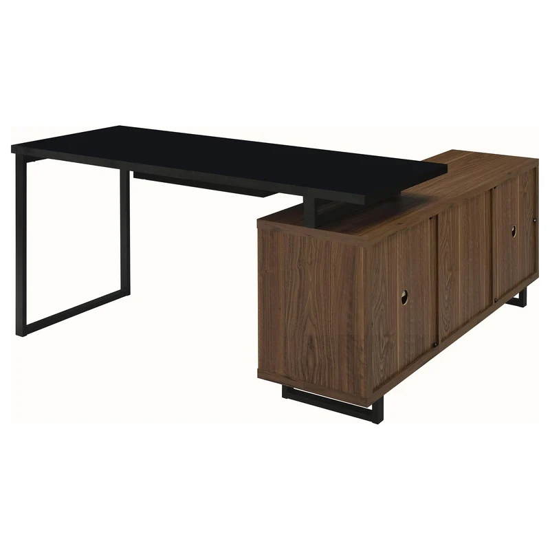 Coaster Furniture Maddox 801861 60-inch L-Shape Office Computer Desk - Black and Walnut