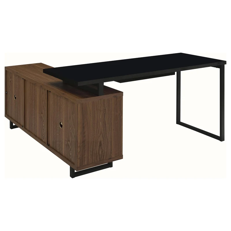 Coaster Furniture Maddox 801861 60-inch L-Shape Office Computer Desk - Black and Walnut