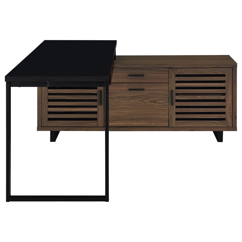 Coaster Furniture Maddox 801861 60-inch L-Shape Office Computer Desk - Black and Walnut