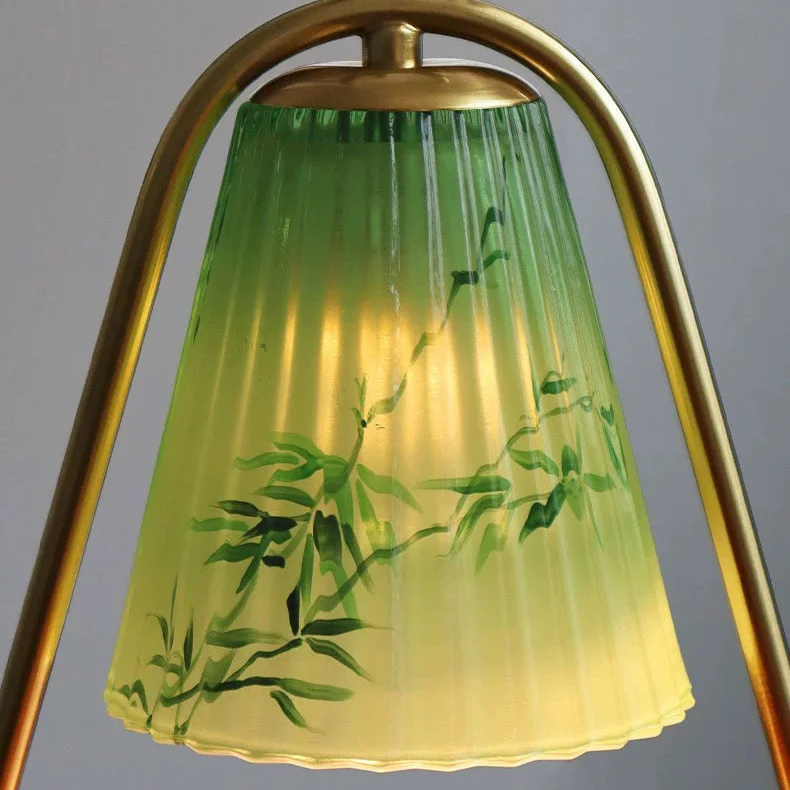 Contemporary Retro Glass Wood Iron Flower 1-Light Melting Wax Table Lamp For Bedroom
