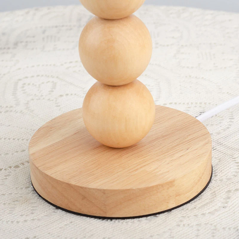 Traditional Vintage Pleated Gourd Shaped Oak Fabric 1-Light Table Lamp For Bedroom