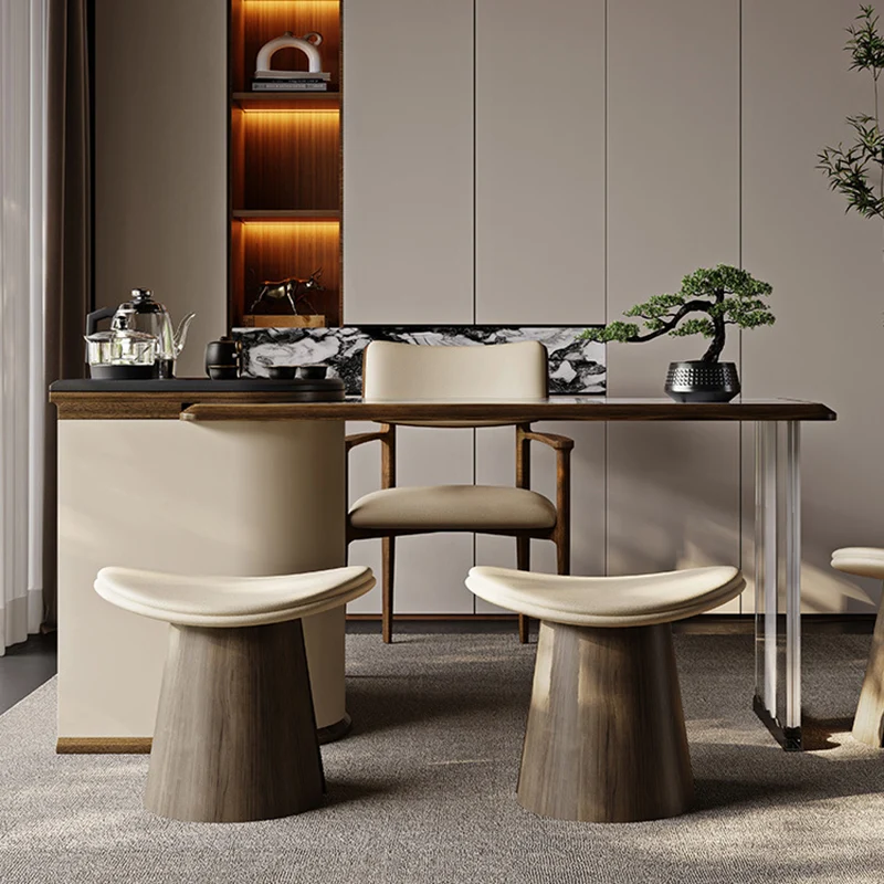 Traditional Vintage Arc Plywood Microfiber Leather Sponge Low Stool Backless Armless For Living Room