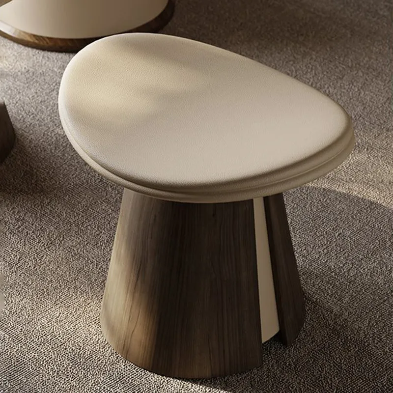 Traditional Vintage Arc Plywood Microfiber Leather Sponge Low Stool Backless Armless For Living Room