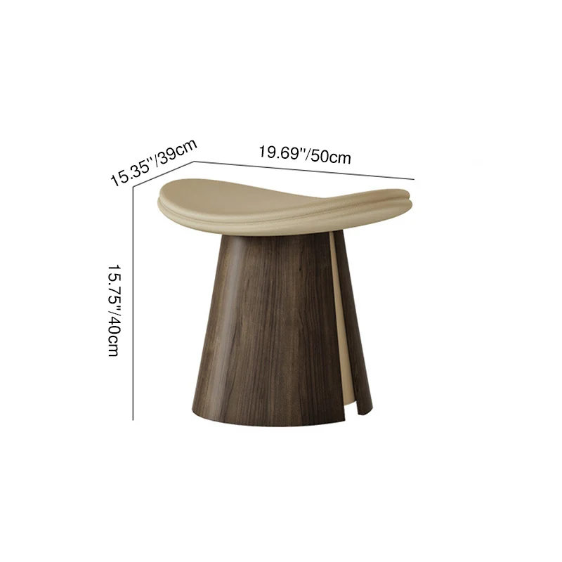 Traditional Vintage Arc Plywood Microfiber Leather Sponge Low Stool Backless Armless For Living Room