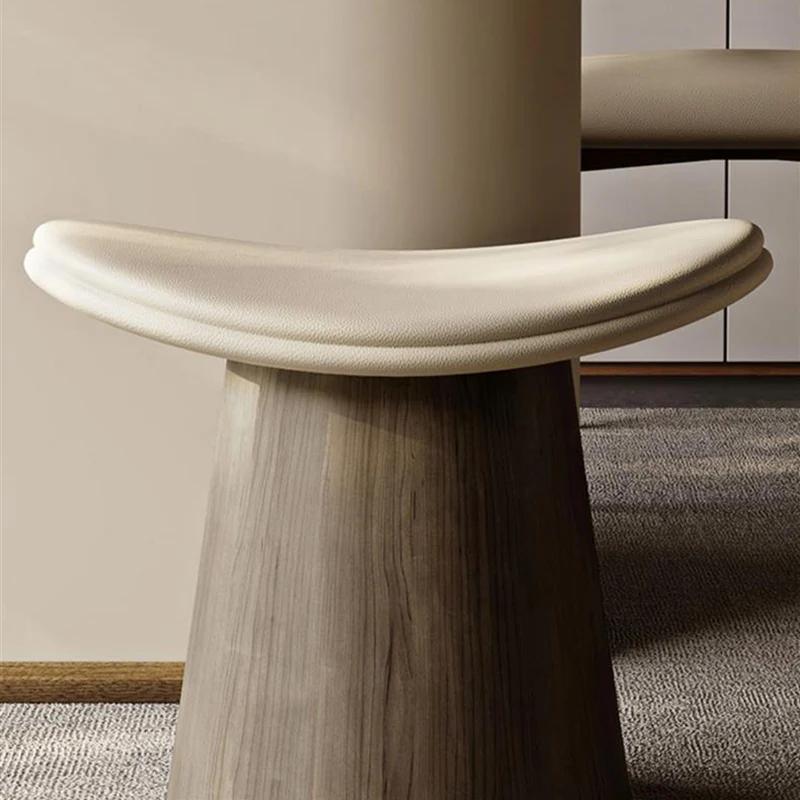 Traditional Vintage Arc Plywood Microfiber Leather Sponge Low Stool Backless Armless For Living Room