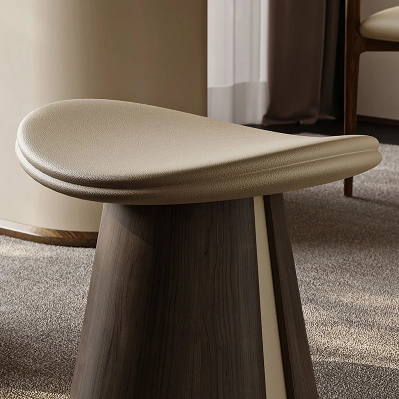 Traditional Vintage Arc Plywood Microfiber Leather Sponge Low Stool Backless Armless For Living Room