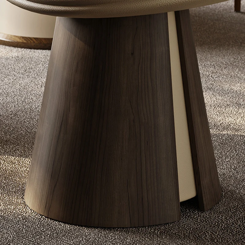 Traditional Vintage Arc Plywood Microfiber Leather Sponge Low Stool Backless Armless For Living Room