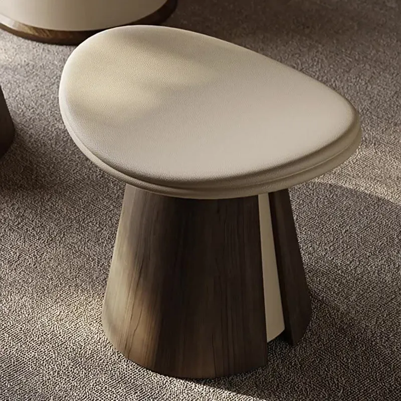 Traditional Vintage Arc Plywood Microfiber Leather Sponge Low Stool Backless Armless For Living Room