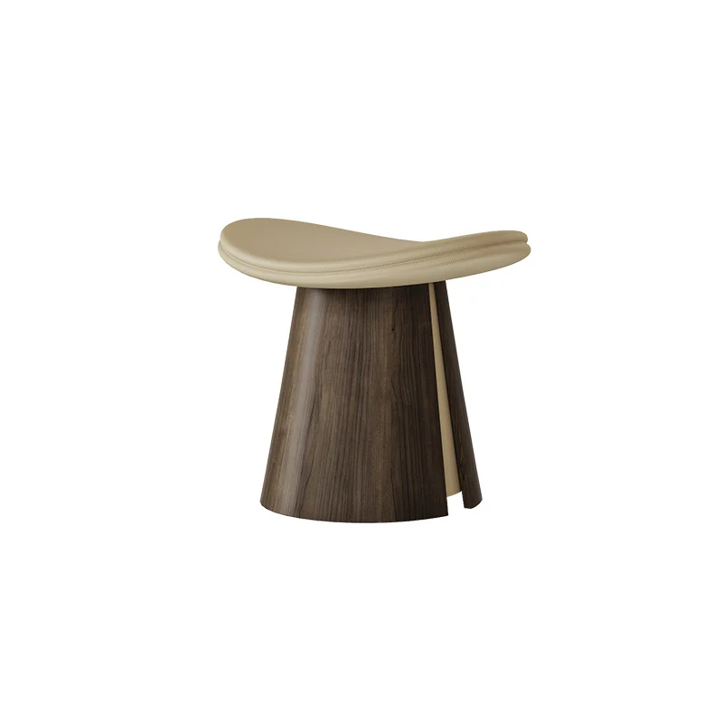 Traditional Vintage Arc Plywood Microfiber Leather Sponge Low Stool Backless Armless For Living Room