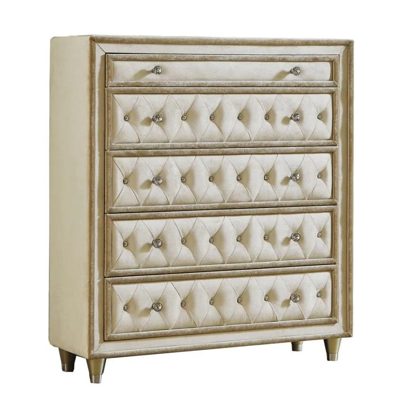 Coaster Furniture Antonella 223525 5-Drawer Bedroom Chest - Ivory and Camel