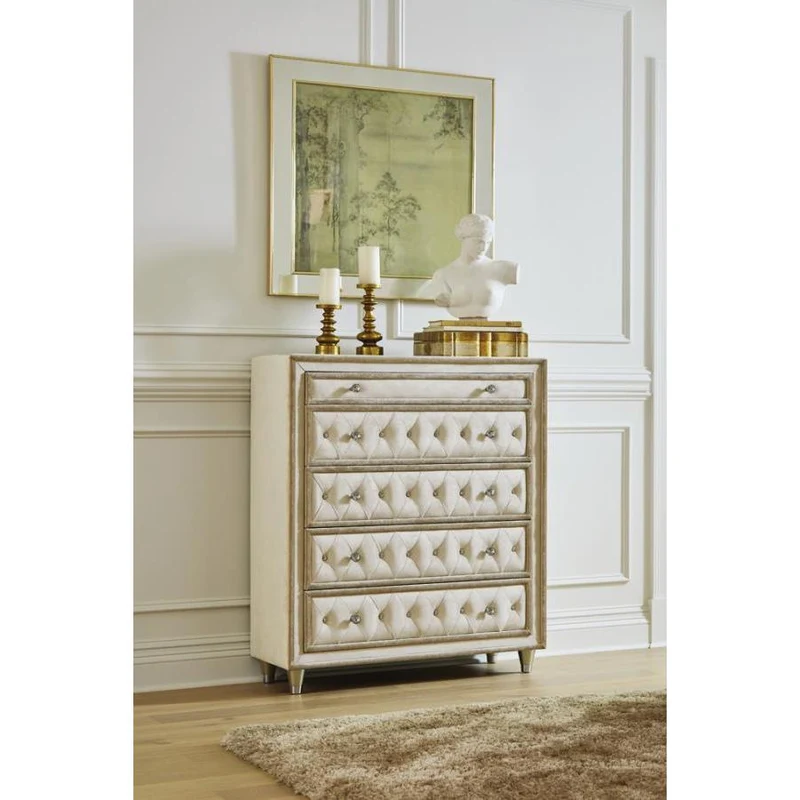 Coaster Furniture Antonella 223525 5-Drawer Bedroom Chest - Ivory and Camel