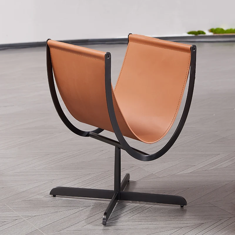 Artistic U-Shaped Cross-Base Saddle-Style Faux Leather End Table - Creative Accent Table For Living Room