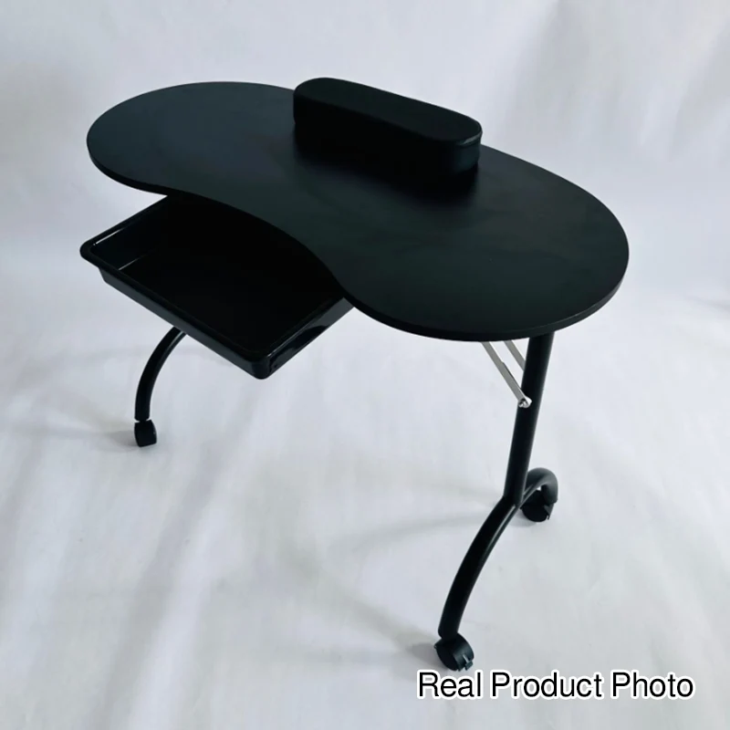 Modern Minimalist Oval Stainless Steel MDF Nail Desk 1-Drawer For Bedroom
