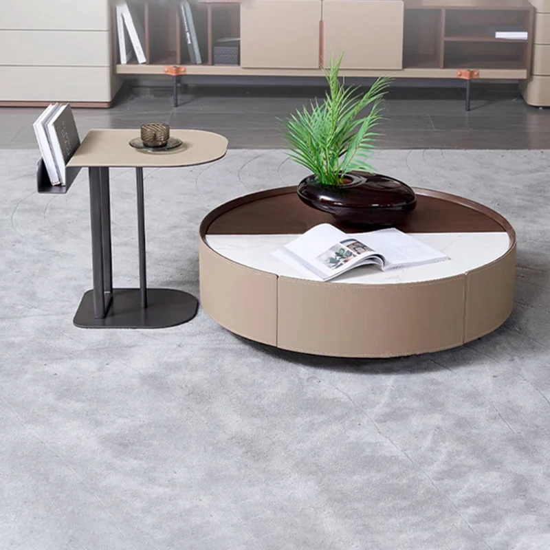 Semi-Round Narrow Saddle-Style Faux Leather Side Table - Luxury Space-Saving End Table For Urban Living