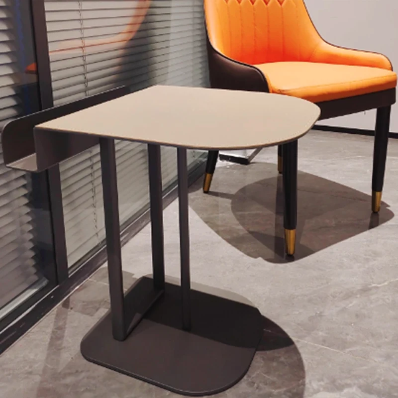 Semi-Round Narrow Saddle-Style Faux Leather Side Table - Luxury Space-Saving End Table For Urban Living