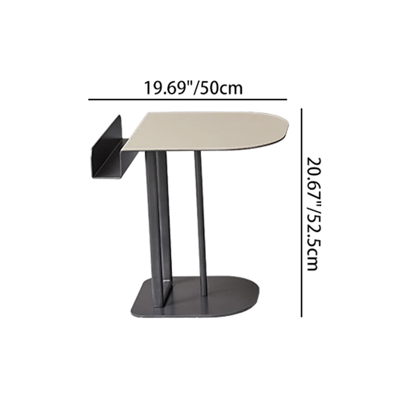 Semi-Round Narrow Saddle-Style Faux Leather Side Table - Luxury Space-Saving End Table For Urban Living