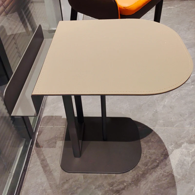 Semi-Round Narrow Saddle-Style Faux Leather Side Table - Luxury Space-Saving End Table For Urban Living