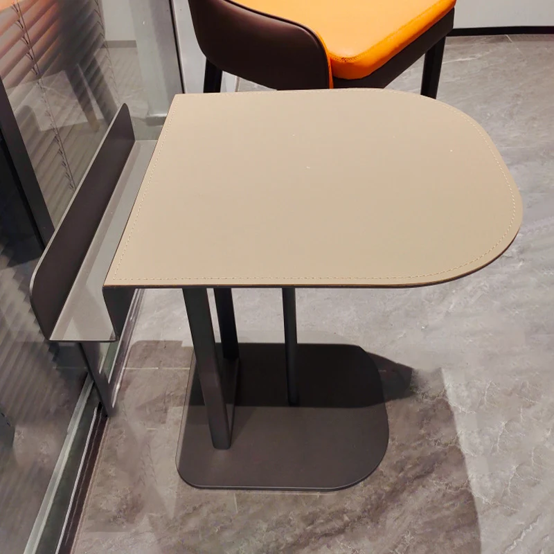 Semi-Round Narrow Saddle-Style Faux Leather Side Table - Luxury Space-Saving End Table For Urban Living