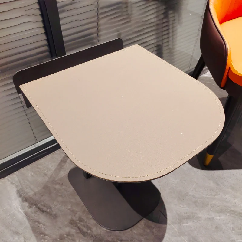 Semi-Round Narrow Saddle-Style Faux Leather Side Table - Luxury Space-Saving End Table For Urban Living