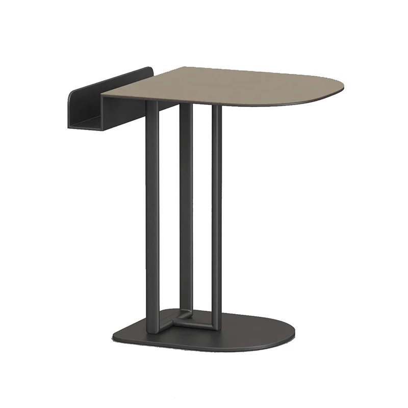 Semi-Round Narrow Saddle-Style Faux Leather Side Table - Luxury Space-Saving End Table For Urban Living