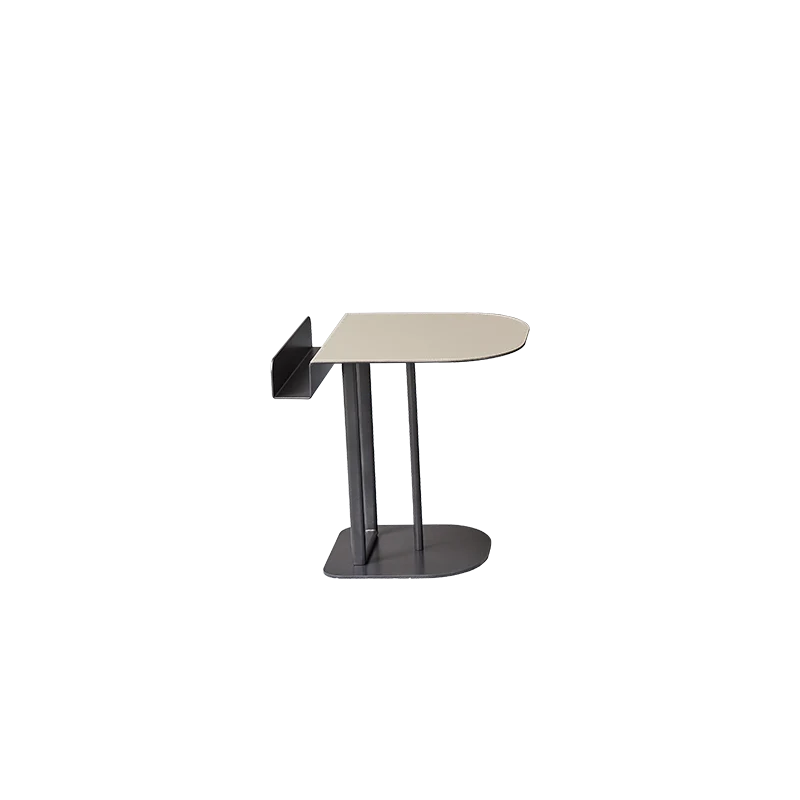 Semi-Round Narrow Saddle-Style Faux Leather Side Table - Luxury Space-Saving End Table For Urban Living