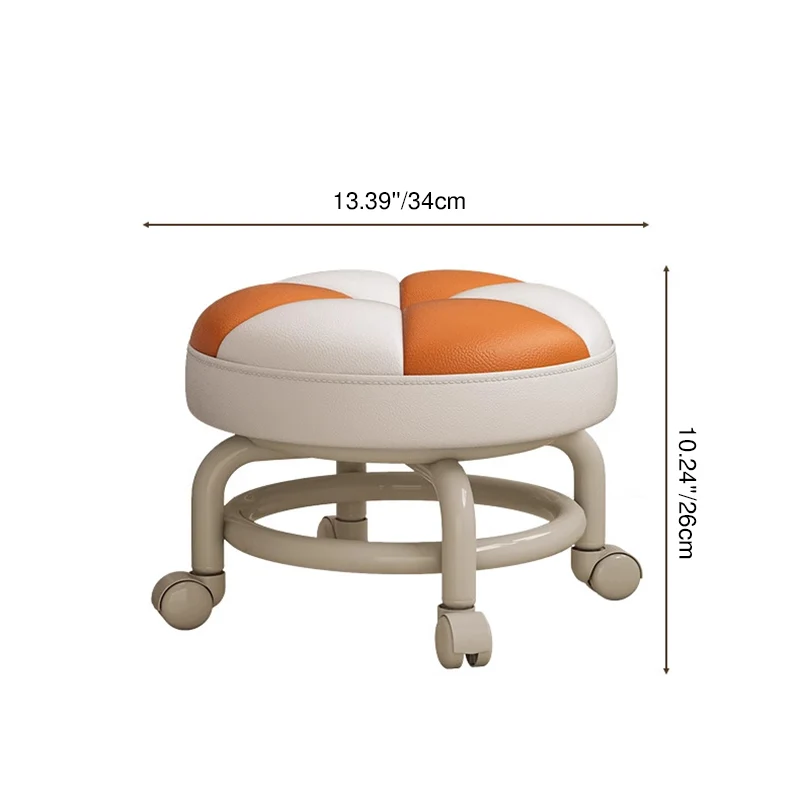 Modern Simplicity Kids Movable Round PU Leather Carbon Steel Sponge Low Stool For Living Room