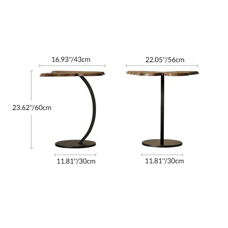 Contemporary Creative Medium-Density Fiberboard Iron Butterfly-Shaped Curved Round End Table 1-Tier For Living Room