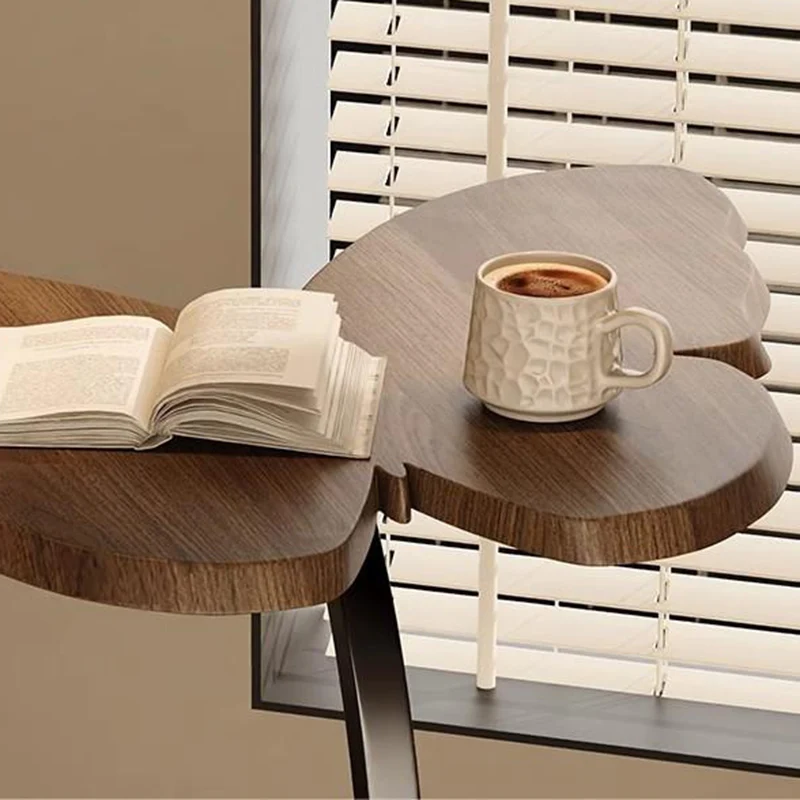 Contemporary Creative Medium-Density Fiberboard Iron Butterfly-Shaped Curved Round End Table 1-Tier For Living Room