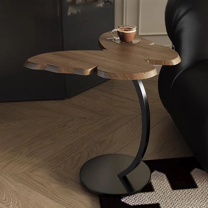 Contemporary Creative Medium-Density Fiberboard Iron Butterfly-Shaped Curved Round End Table 1-Tier For Living Room