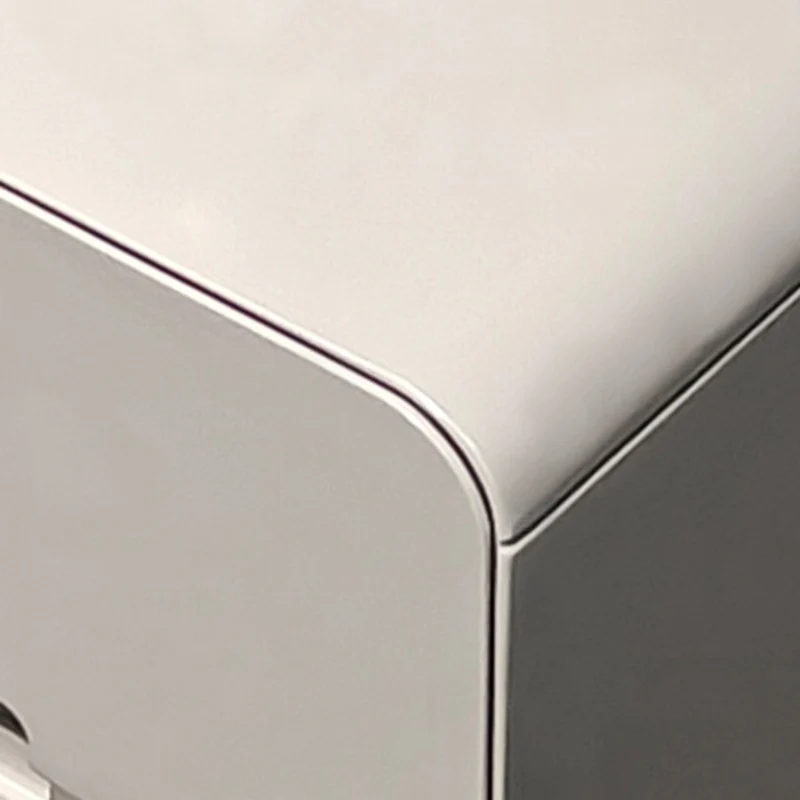Contemporary Creative Medium-Density Fiberboard Carbon Steel Metal Rounded Square Cylindrical Nightstand With 2 Drawers For Bedroom