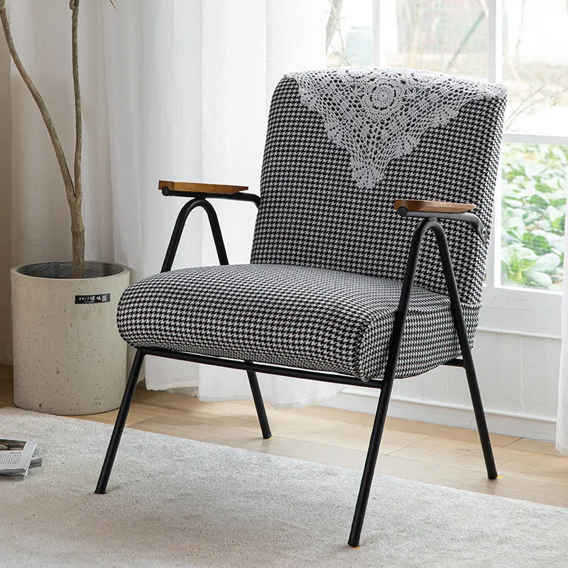 Traditional Rustic Rectangular Iron Plywood Corduroy Sponge Detachable Accent Chair Backrest Armrest For Living Room