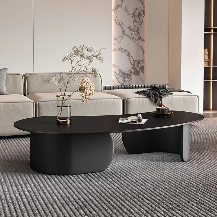Modern Minimalist Cashew Bend Rock Slab Stainless Steel End Table 1-Tier For Living Room