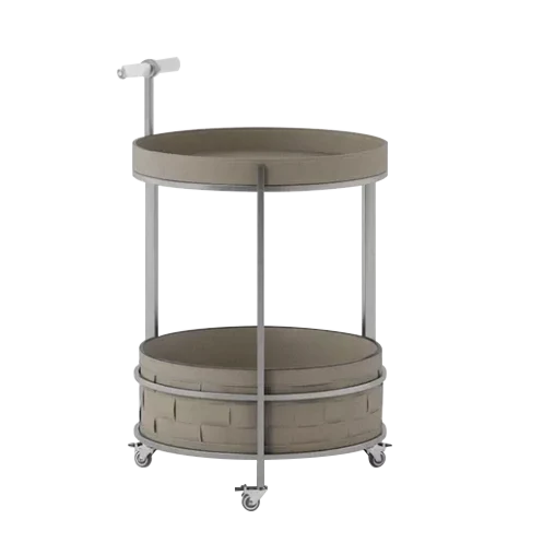 Rolling Round Saddle-Style Faux Leather Acrylic Side Table - Vintage Dual-Layer Storage Trolley With Stainless Steel Frame For Living Room