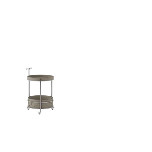 Rolling Round Saddle-Style Faux Leather Acrylic Side Table - Vintage Dual-Layer Storage Trolley With Stainless Steel Frame For Living Room