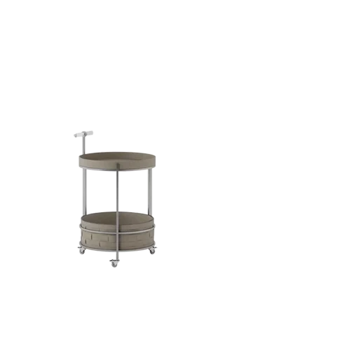 Rolling Round Saddle-Style Faux Leather Acrylic Side Table - Vintage Dual-Layer Storage Trolley With Stainless Steel Frame For Living Room