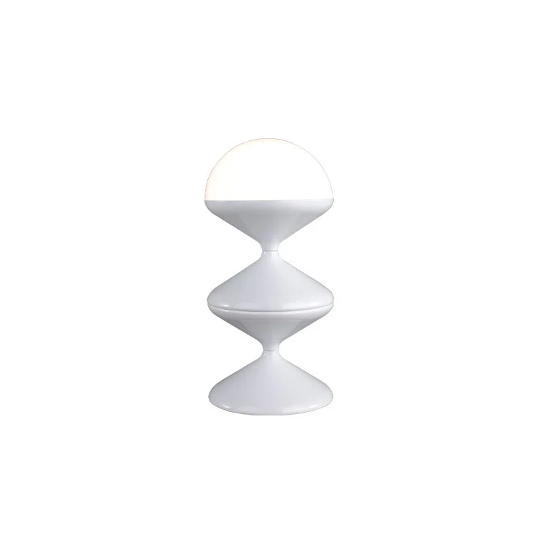 Contemporary Scandinavian Iron Acrylic Cream Round 1-Light Table Lamp For Bedroom
