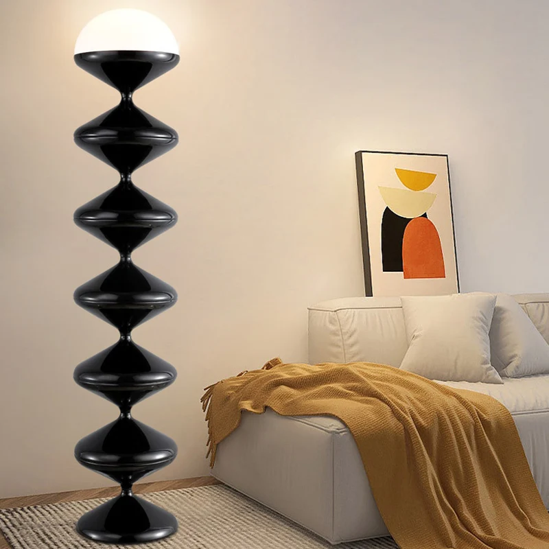 Contemporary Scandinavian Iron Acrylic Cream Round 1-Light Standing Floor Lamp For Bedroom