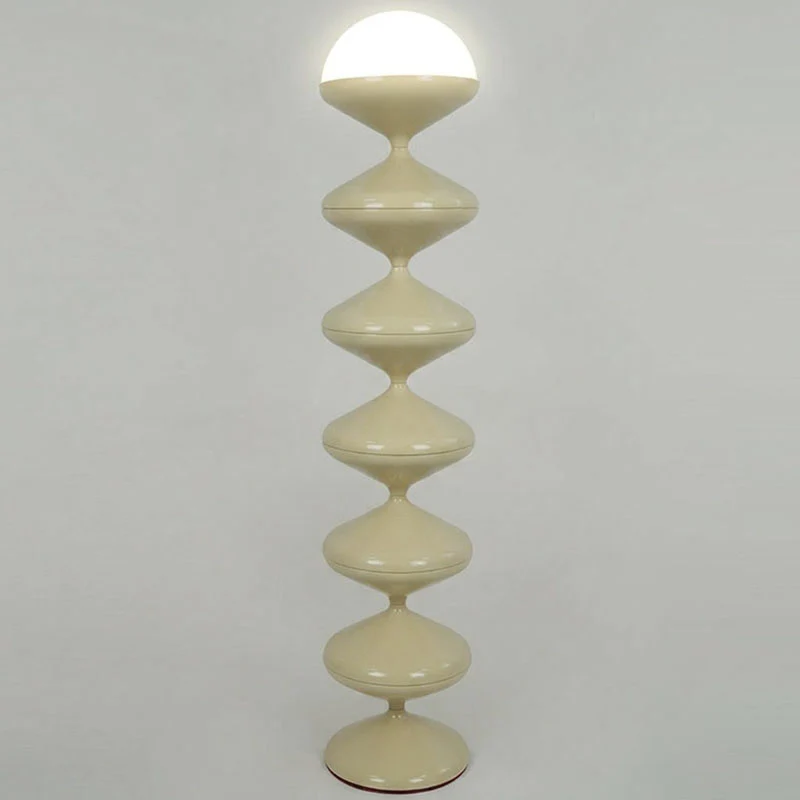 Contemporary Scandinavian Iron Acrylic Cream Round 1-Light Standing Floor Lamp For Bedroom