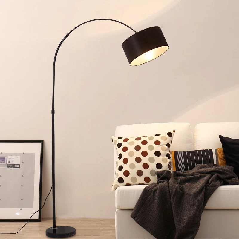 Modern Minimalist Cylindrical Iron Fabric 1-Light Standing Floor Lamp For Bedroom