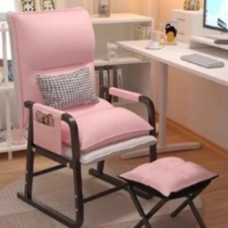 Modern Minimalist Synthetic Fabric Metal Trapezoid Desk Chair With Backrest Armrest For Home Office