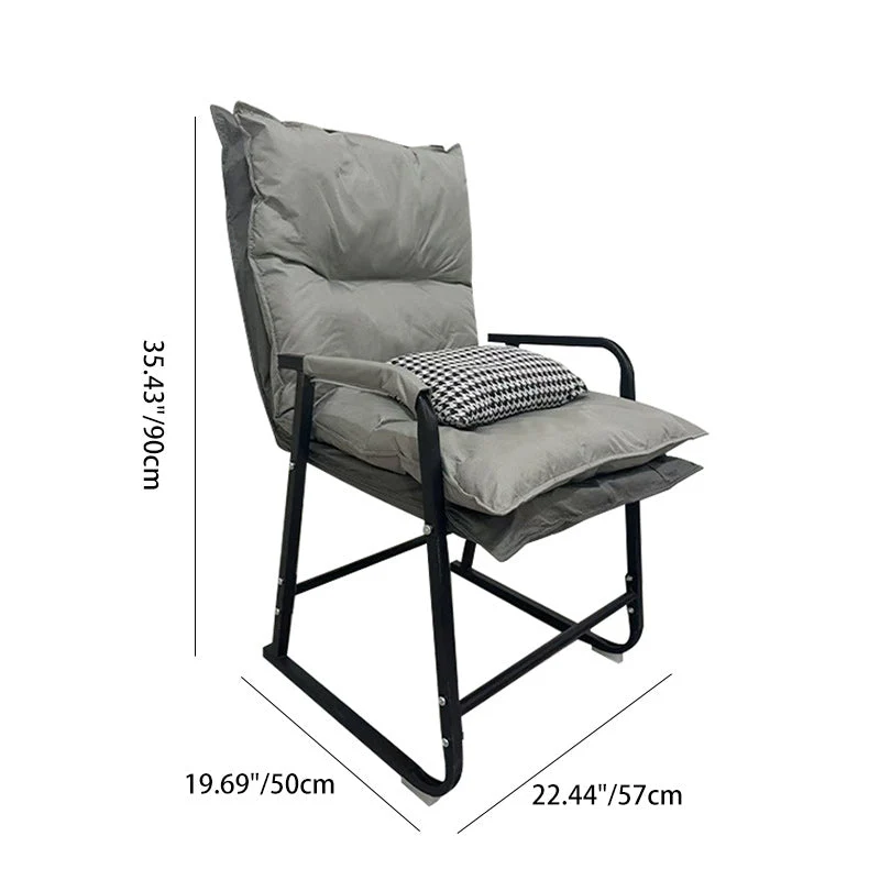 Modern Minimalist Synthetic Fabric Metal Trapezoid Desk Chair With Backrest Armrest For Home Office