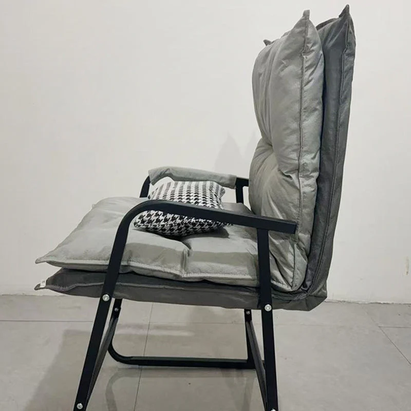 Modern Minimalist Synthetic Fabric Metal Trapezoid Desk Chair With Backrest Armrest For Home Office
