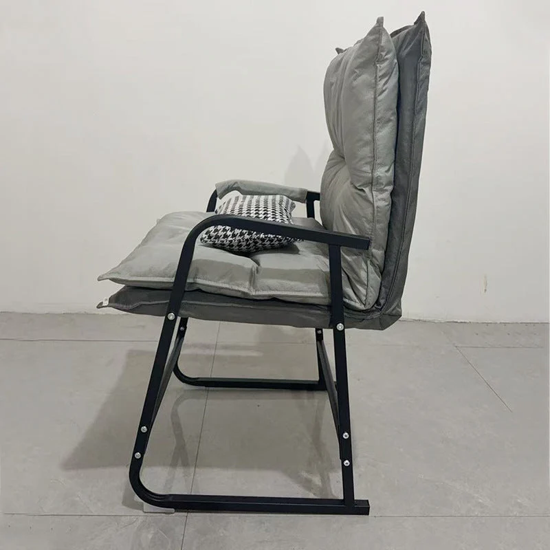 Modern Minimalist Synthetic Fabric Metal Trapezoid Desk Chair With Backrest Armrest For Home Office