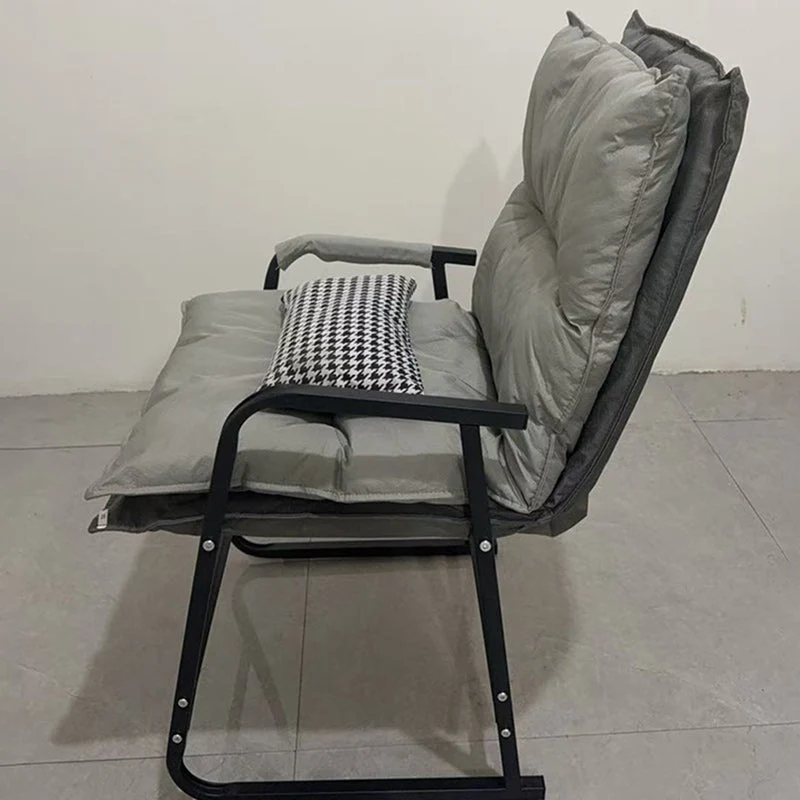 Modern Minimalist Synthetic Fabric Metal Trapezoid Desk Chair With Backrest Armrest For Home Office